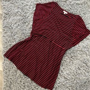 Striped Red & Black Batwing Sleeve Dress